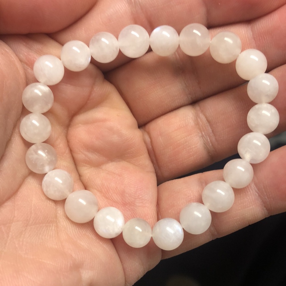 Moonstone Natural Stone Beads Stretchable Bracelet 7" - 8mm Beads Best Gift